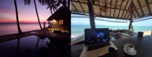 Running a business while traveling allows me to show off my office views day and night when I was in Koh Phangan Thailand